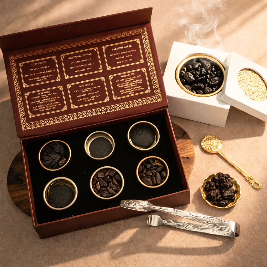 Bakhoor Discovery Box + Noor Al Oud White Burner + Tong